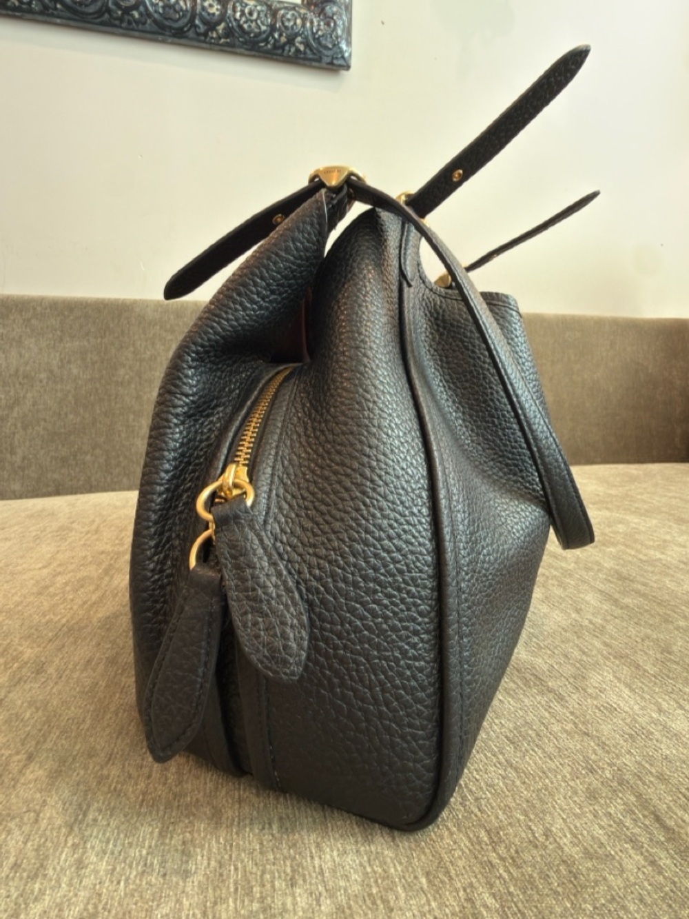 Authentic Coach Lori Black Pebble Leather Shoulder Bag With Gold Hardware - Picture 6 of 14